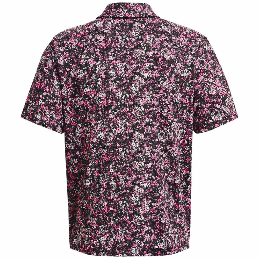 Under Armour Playoff 3.0 Floral Speckle Printed Polo Shirt - Black/Rebel Pink - Image 2