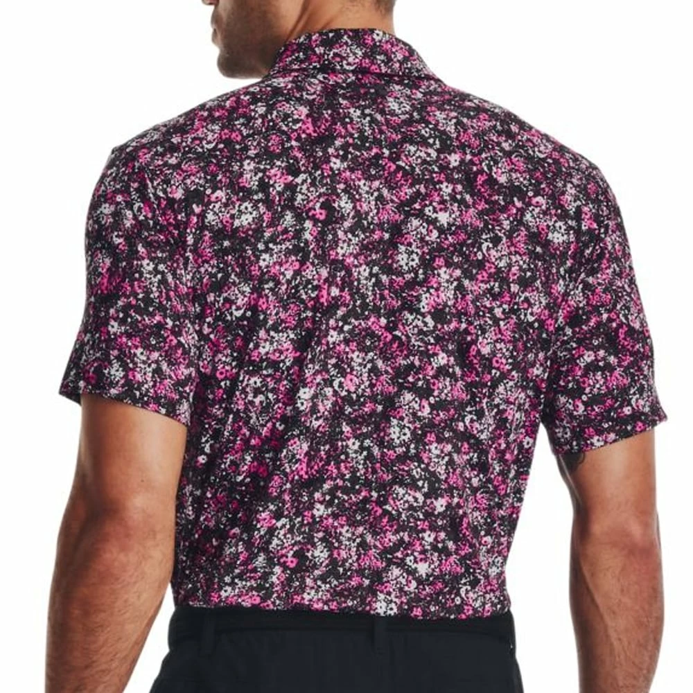 Under Armour Playoff 3.0 Floral Speckle Printed Polo Shirt - Black/Rebel Pink - Image 4