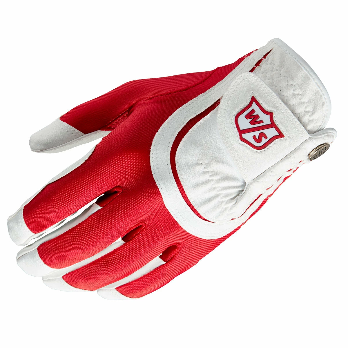 Wilson Staff Fit All Mens Golf Glove - Red/White 3 Wilson Staff Fit All Mens Golf Glove - Red/White