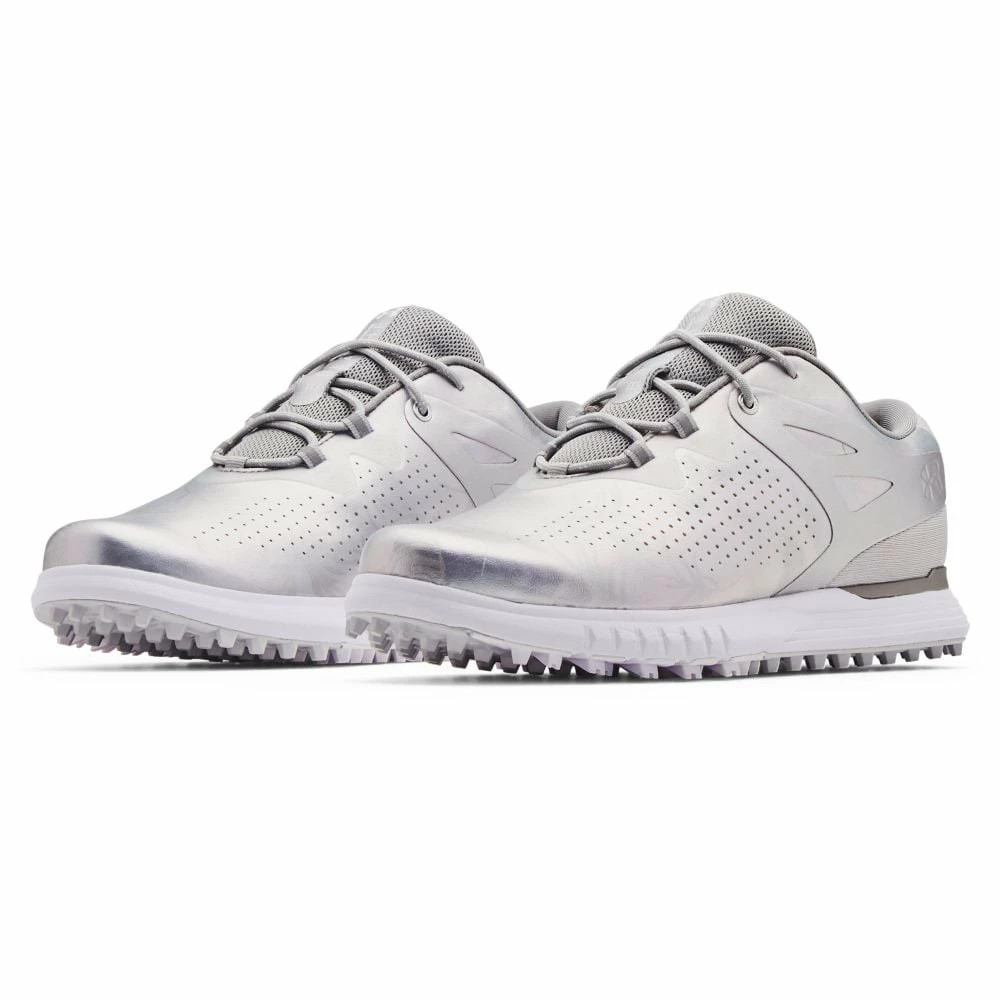 Under Armour Charged Breathe Spikeless Ladies Shoes - White/Silver 4 Under Armour Charged Breathe Spikeless Ladies Shoes - White/Silver - Image 2